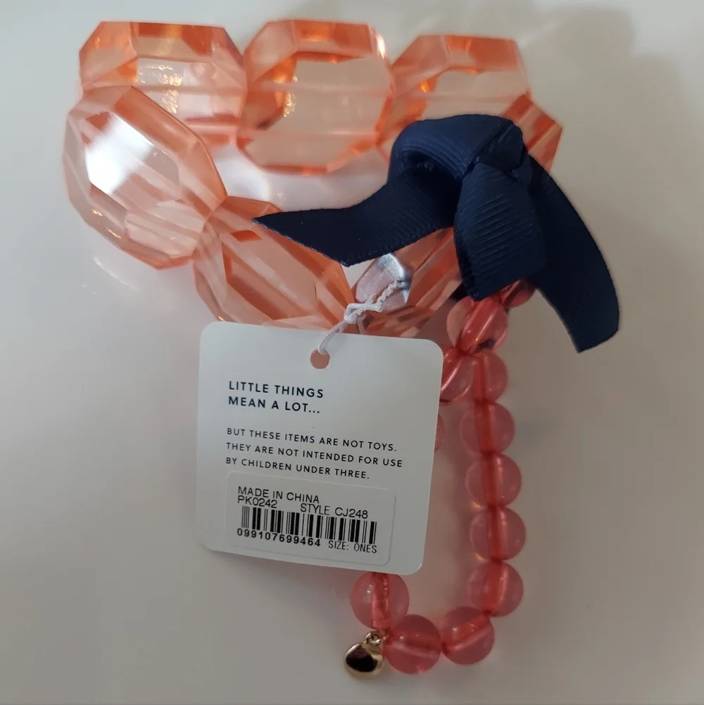 J.Crew Crewcuts Girls chunky beaded bracelets two-pack PINK BNWT SO Retired